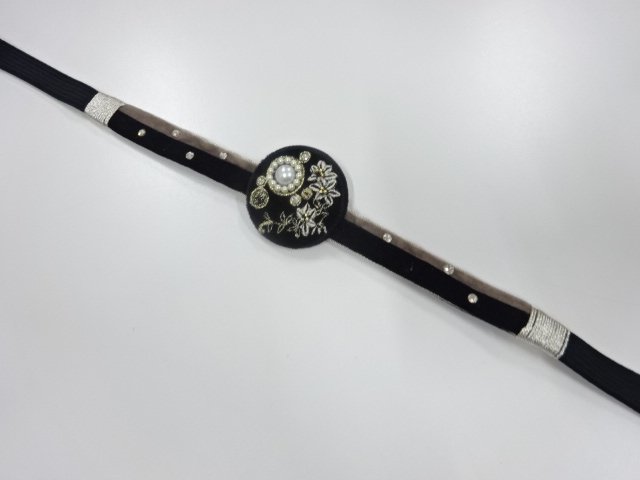 未使用品　パール刺繍帯留め・正絹手組帯締めセット
